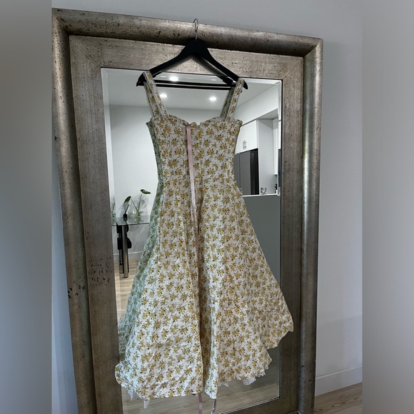 House of CB Rosalee Vintage Floral Print Cotton Bustier Midi Dress - Picture 8 of 9